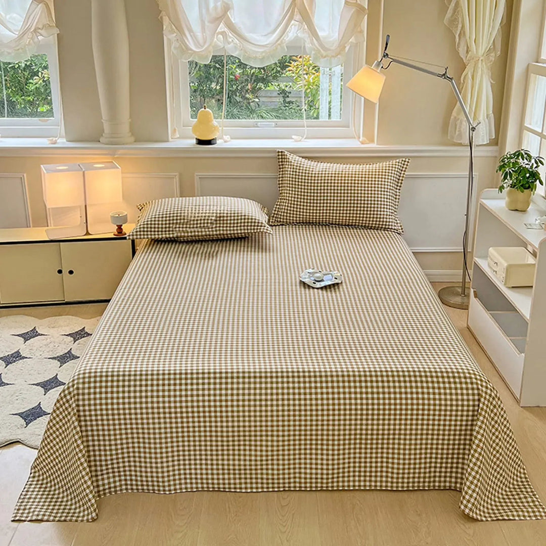 Washed Cotton Style Flat Bedsheet Set, 3 Pieces for Queen, King and Full | Washed Look Flat Sheet Set | Bed Sheet Sets