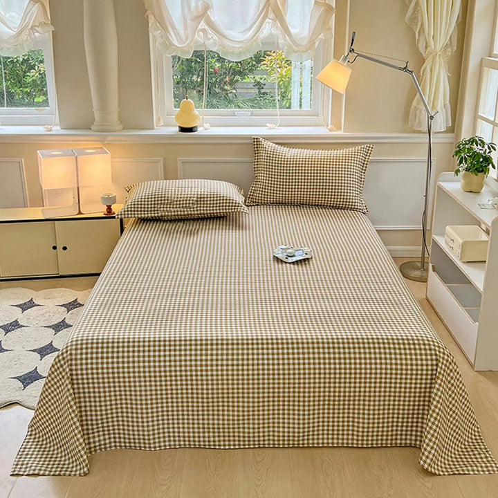 Washed Cotton Style Flat Bedsheet Set, 3 Pieces for Queen, King and Full | Washed Look Flat Sheet Set | Bed Sheet Sets