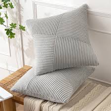 Rust Boho Throw Pillow Cover with Cross Corduroy Patchwork, Insert Included | Rust Boho Corduroy Throw Pillow | Decorative Pillows
