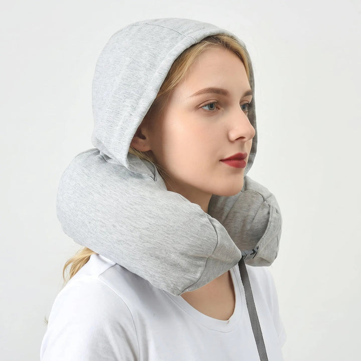 Hooded Memory Foam Travel Pillow with Removable Washable Cover | Hooded Memory Foam Travel Pillow | Travel Pillows