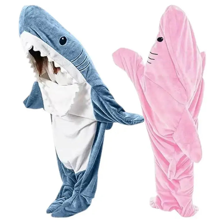 Shark Hooded Wearable Blanket for Lounging, Reading and Camping | Wearable Shark Warmth Anywhere | Hooded Blankets