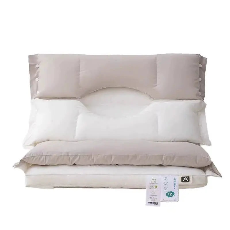 Dual-Sided Adjustable Cotton Pillow with Zoned Quilting | Two-Sided Adjustable Cotton Pillow | Bed Pillows