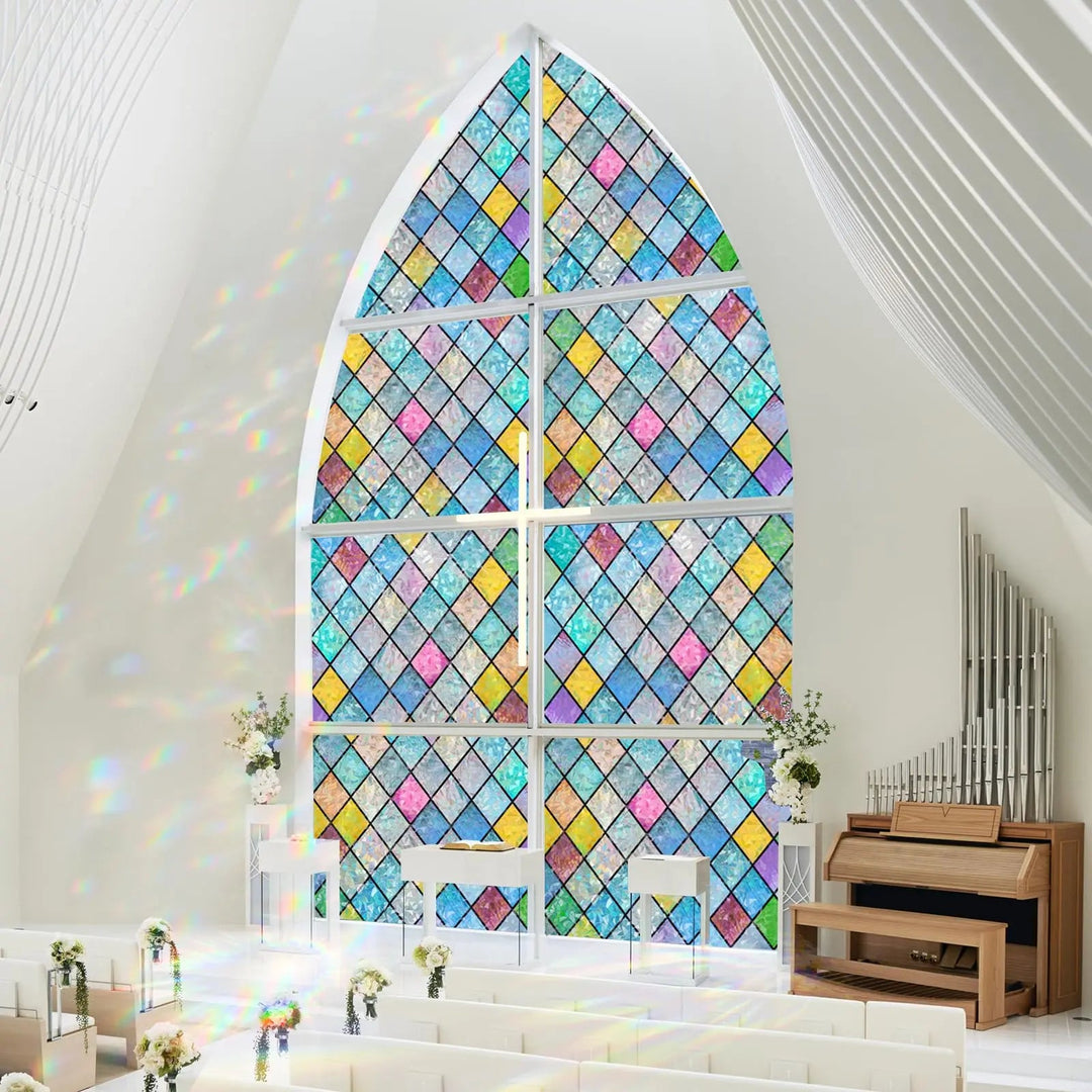 Rainbow Holographic Window Film with Static Cling, 60x100cm | Rainbow Light, Peel and Stick | Window Films