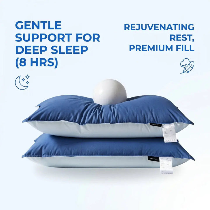 Rectangular Medium Support Cotton Pillow with Polyester Fiber Filling | Medium Support Cotton Bed Pillow | Bed Pillows