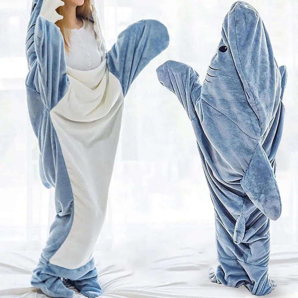 Wearable Shark Hoodie Blanket in Four Lengths with Plaid Detailing | Wear the Warmth, Keep It On | Wearable Blankets