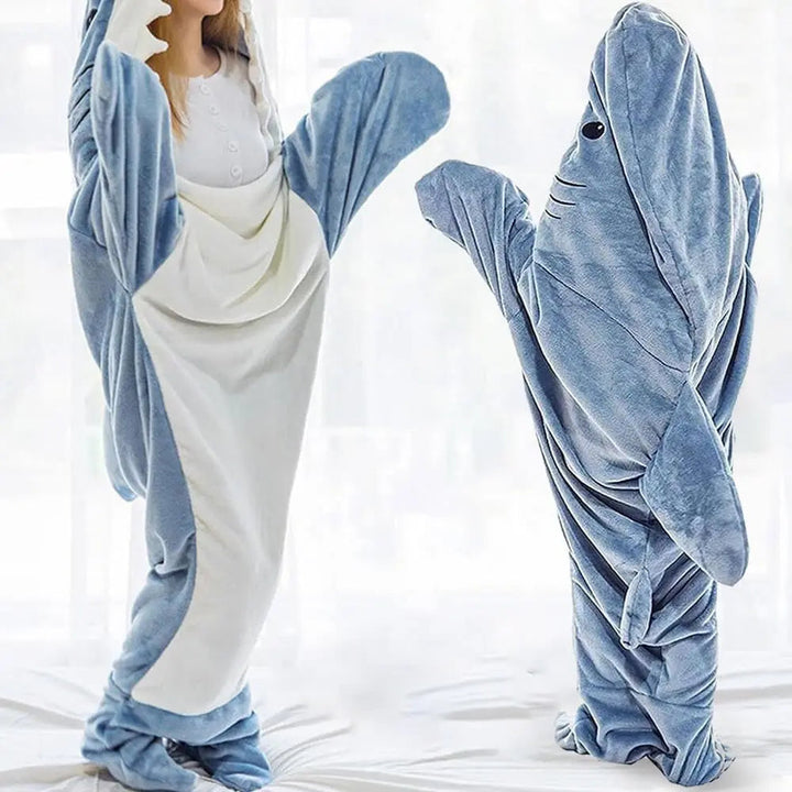 Wearable Shark Hoodie Blanket in Four Lengths with Plaid Detailing | Wear the Warmth, Keep It On | Wearable Blankets