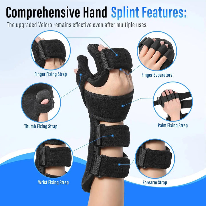 Adjustable Hand Support Brace with Finger Splints for Night and Day | Steady Hand Support for Rest | Support Braces