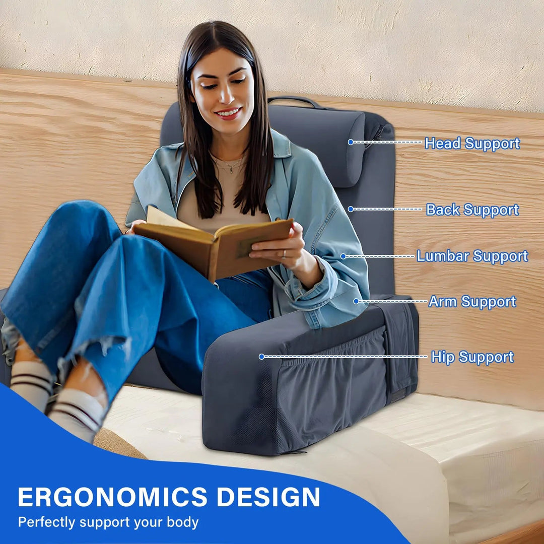 45-Degree Angled Bedrest Reading Pillow with Carry Handle | Angled Seat for Reading and Gaming | Wedge Pillows