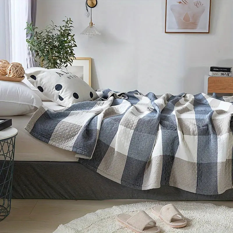 Relaxed Boho Cotton Quilt with Checkered Quilting | Rumpled Boho Cotton Comfort | Quilts