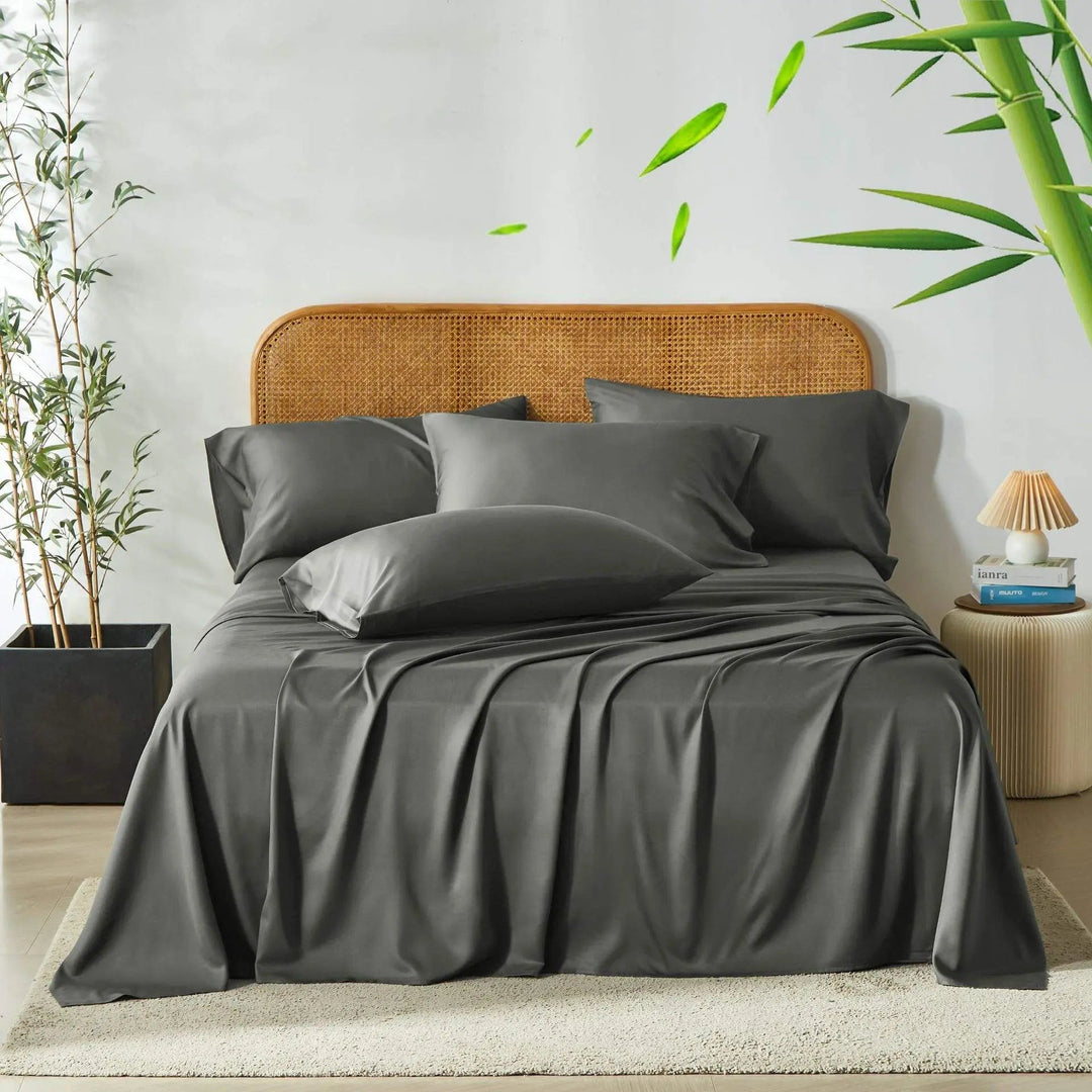 Organic Bamboo Sheet Set, Silky Soft and Cooling, Fitted and Flat Sheets | Silky Bamboo Sheets for Cool Sleep | Bed Sheet Sets