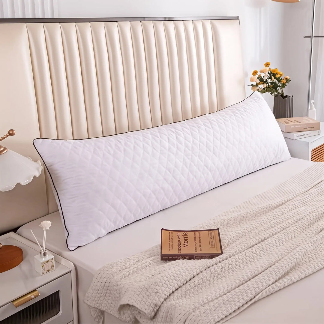 Quilted Body Pillow with Adjustable Fiber Fill for Side Sleepers | Set Your Own Firmness | Body Pillows