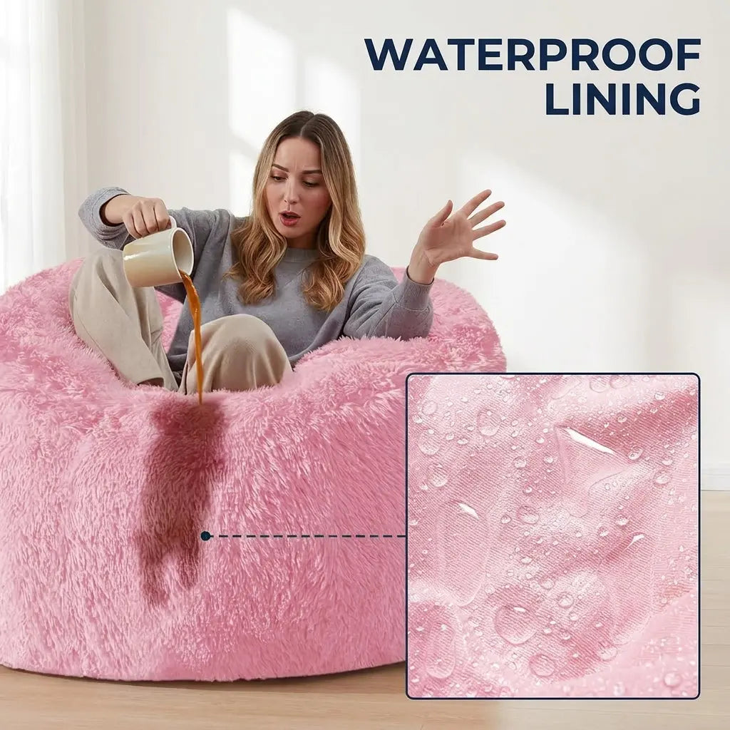 Plush Bean Bag Cover with Waterproof Lining and Storage Pocket | Plush Bean Bag Cover, Unfilled | Bean Bag Covers