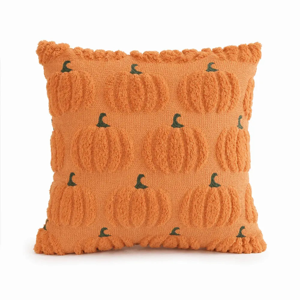 Embroidered Pumpkin Cushion Covers in Soft Faux Fur | Cozy Fall Decor Made Easy | Cushion Covers