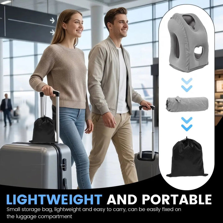 Inflatable Travel Headrest for Leaning Forward | Rest Forward on Flights and Trains | Travel Pillows