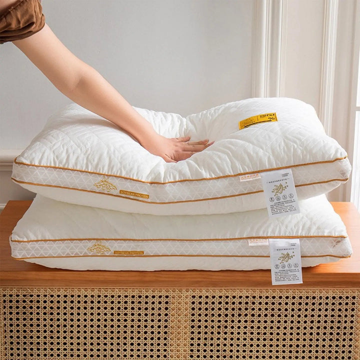 Soft Textile Soy Fiber Pillow with Ergonomic Height Support | Ergonomic Soy Fiber Pillow | Bed Pillows