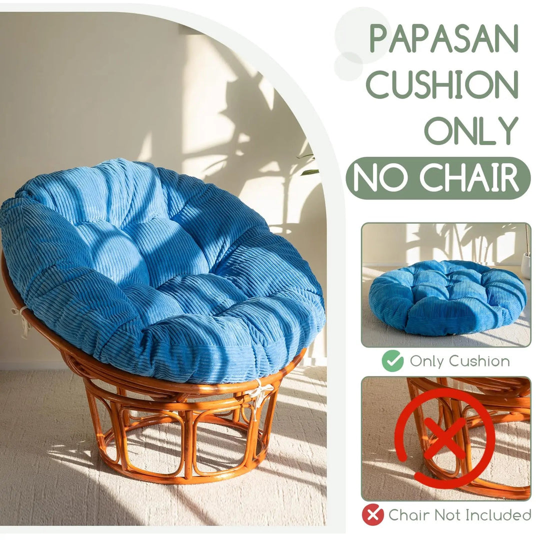 Papasan Chair Cushion in Overstuffed Corduroy for Reading and Lounging | Overstuffed Corduroy Papasan Cushion | Chair Cushions