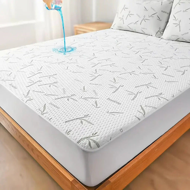 Waterproof Bamboo Rayon Fitted Sheet Mattress Protector with Deep Pocket | Cooling Waterproof Fitted Sheet | Mattress Protectors