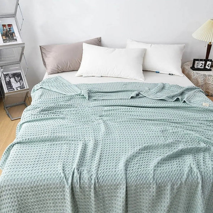 Cotton Waffle Weave Summer Blanket in Double, Queen and King | Breathable Comfort for Warm Nights | Throw Blankets