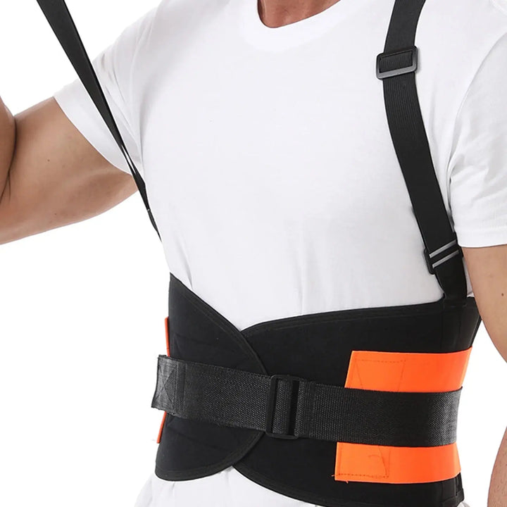 Heavy Duty Work Back Brace with Reinforced Lumbar Panels and Wide Velcro Straps | Sturdy Lumbar Support at Work | Back Supports