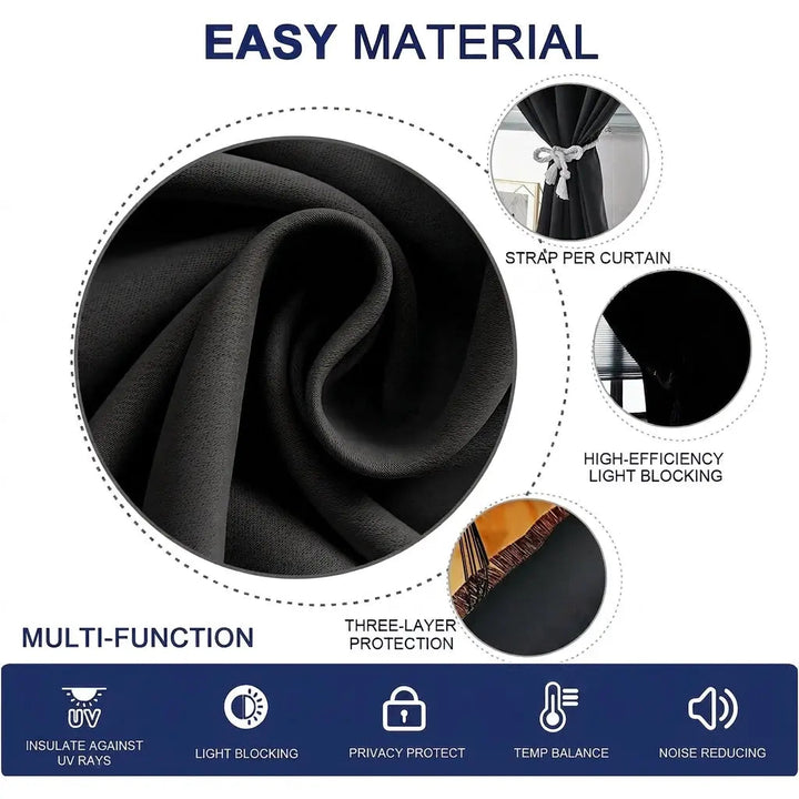 Self-Adhesive Portable Blackout Curtain with Heat-Insulating Fabric | Trim-to-Size Blackout Shade | Blackout Curtains