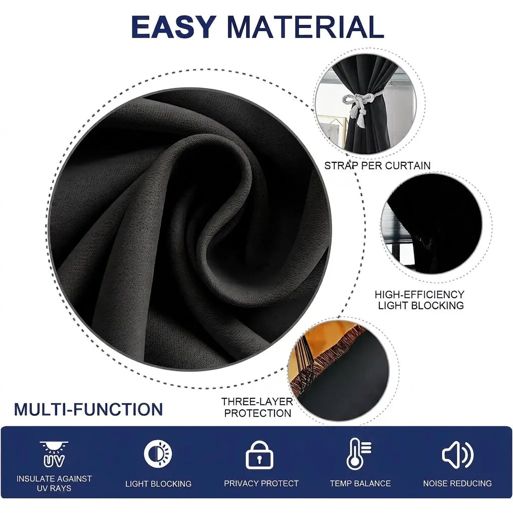 Self-Adhesive Blackout Curtain for Rentals, Dorms and Travel | Instant Darkness, No Drilling | Blackout Curtains