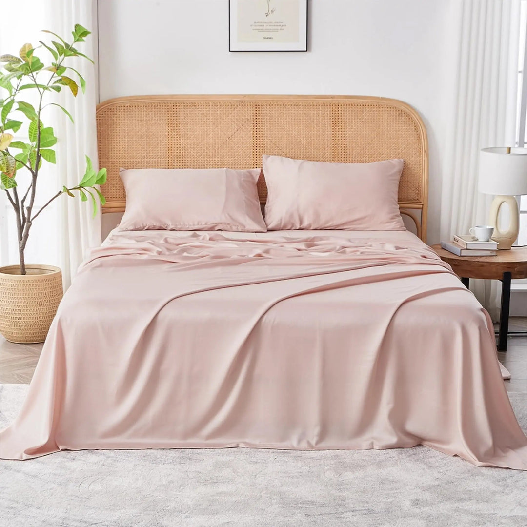 Organic Bamboo Sheet Set, Silky Soft and Cooling, Fitted and Flat Sheets | Silky Bamboo Sheets for Cool Sleep | Bed Sheet Sets