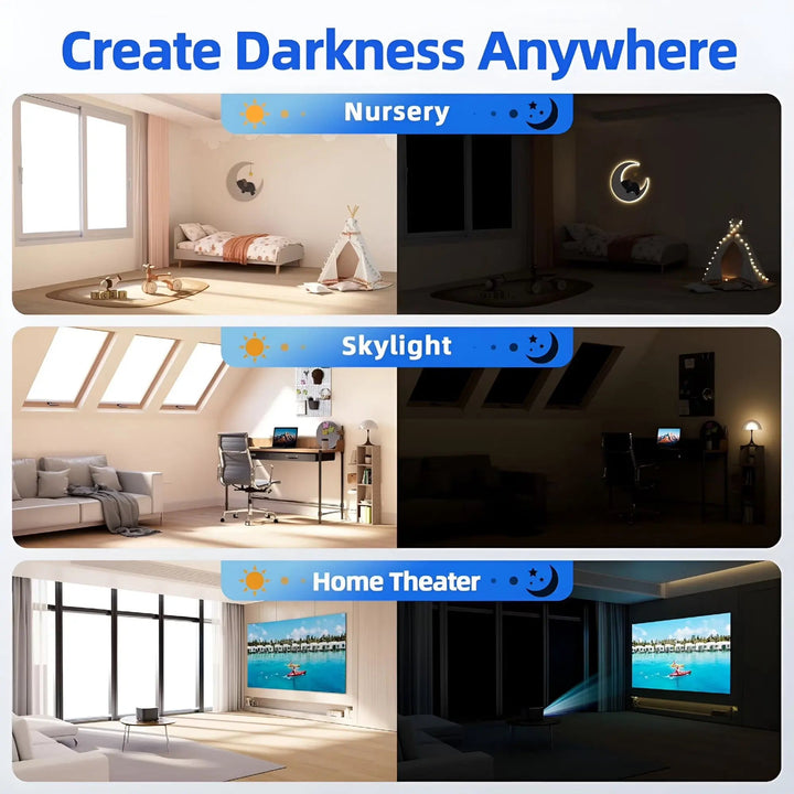 Magnetic Portable Blackout Window Shade with Suction Cups, Four Sizes | Reinforced Magnetic and Suction Shade | Blackout Curtains
