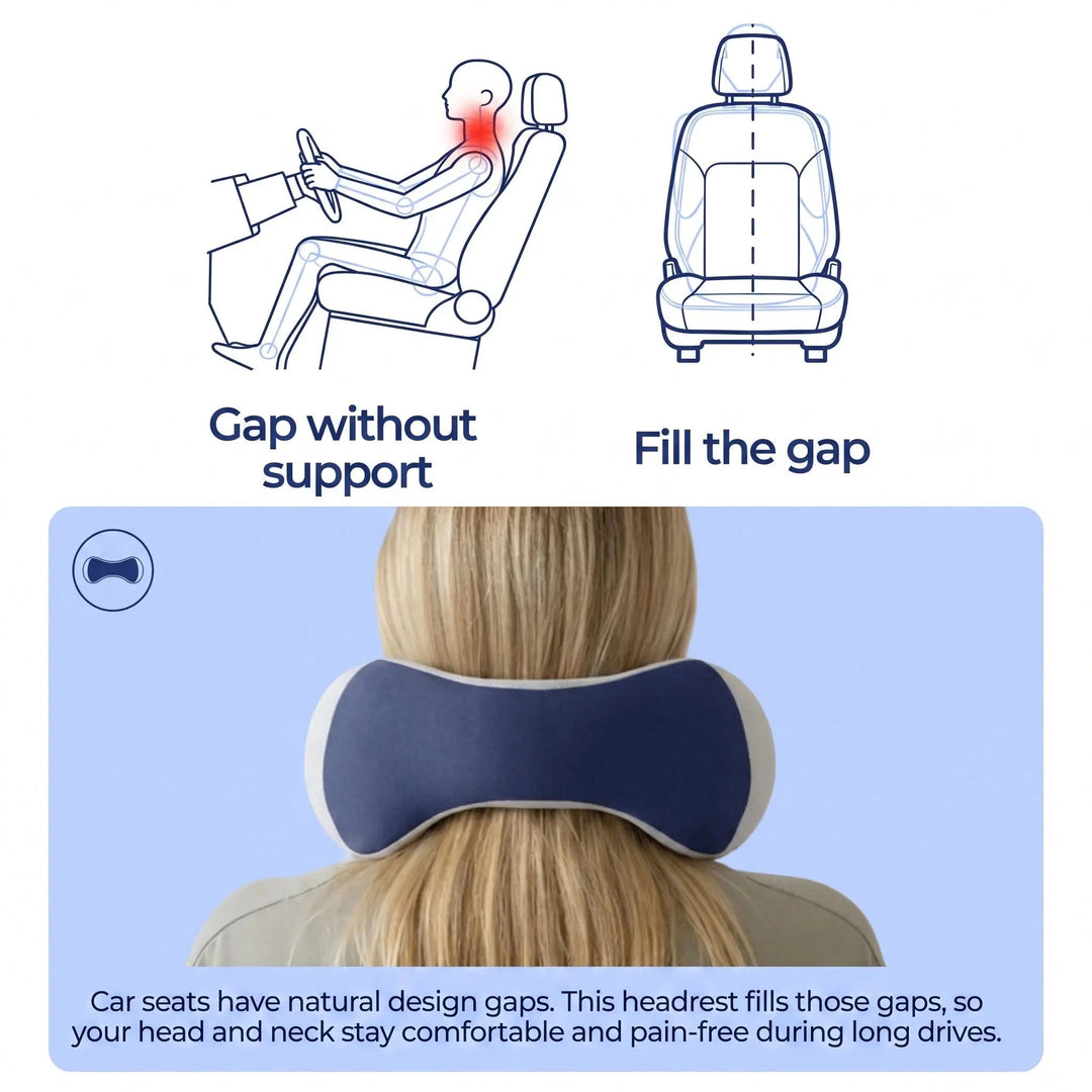 Memory Foam Neck Support Cushion with Curved Side Wings | Shaped Rest for Sofa, Bed and Travel | Neck Pillows