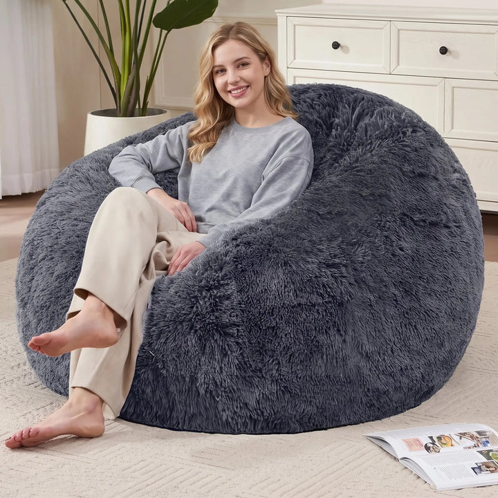 Plush Bean Bag Cover with Waterproof Lining and Storage Pocket | Plush Bean Bag Cover, Unfilled | Bean Bag Covers