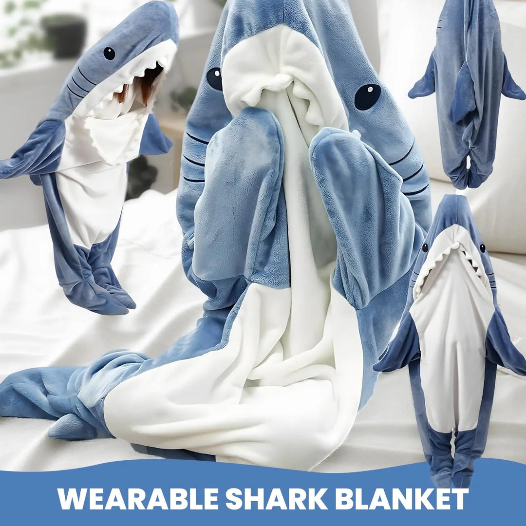 Wearable Shark Hoodie Blanket in Four Lengths with Plaid Detailing | Wear the Warmth, Keep It On | Wearable Blankets