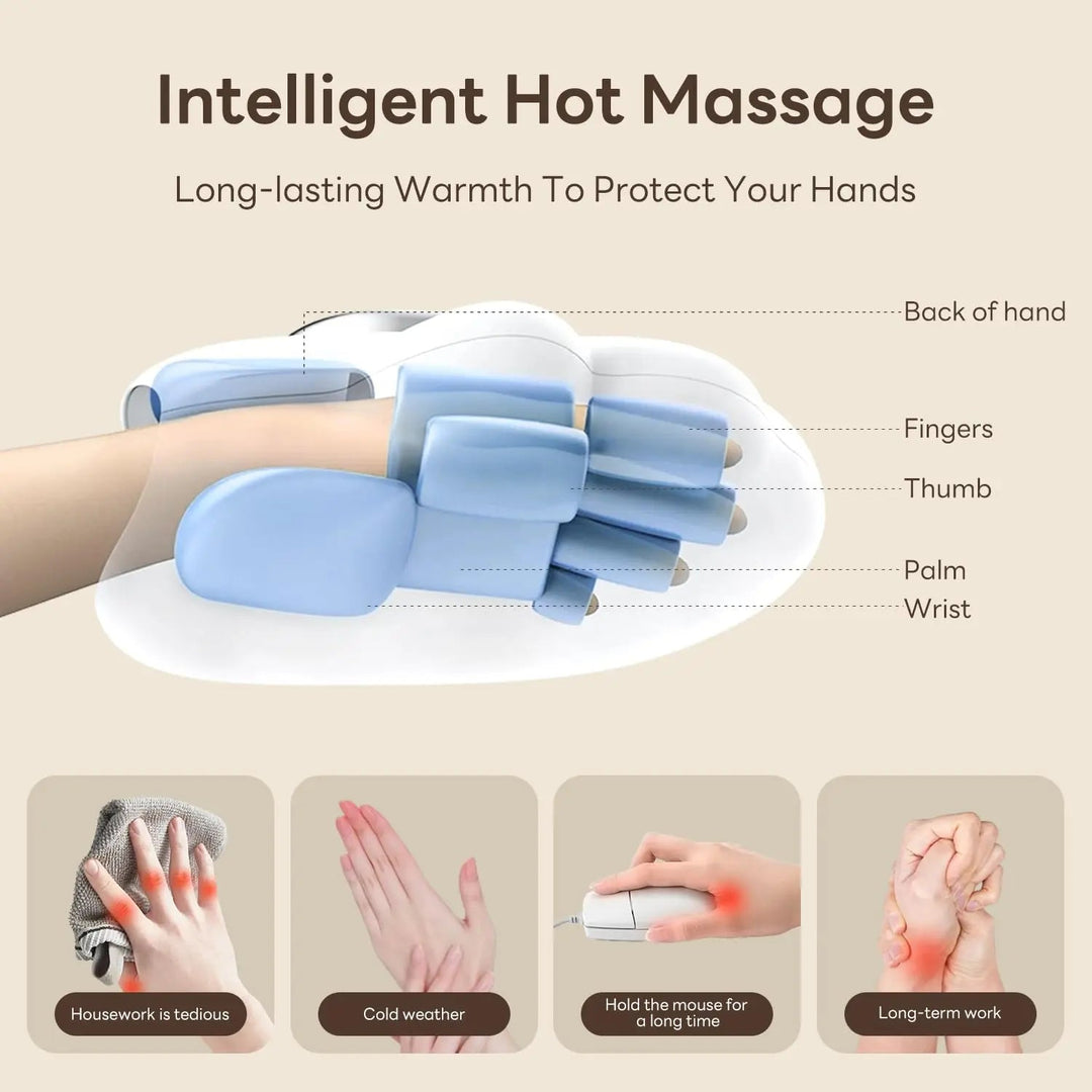 Cordless Heated Hand Massager with Air Compression | Warm, Gentle Hand Relaxation | Massagers