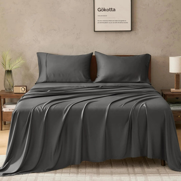Organic Bamboo Sheet Set, Silky Soft and Cooling, Fitted and Flat Sheets | Silky Bamboo Sheets for Cool Sleep | Bed Sheet Sets