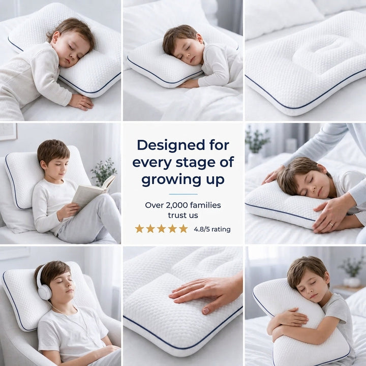 Ergonomic Kids Pillow with Breathable TPE Core for Everyday Sleep | Kids Ergonomic Pillow by Age | Kids Pillows
