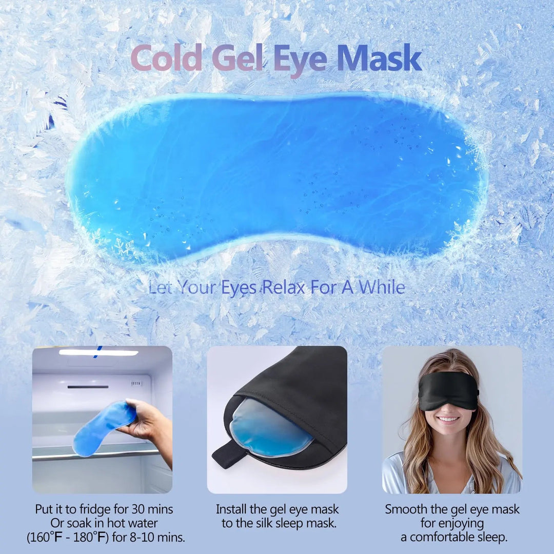 Cooling Hydrogel Sleep Mask with 3D Contoured Eye Design | Cooling Gel Eye Mask for Darkness | Sleep Masks