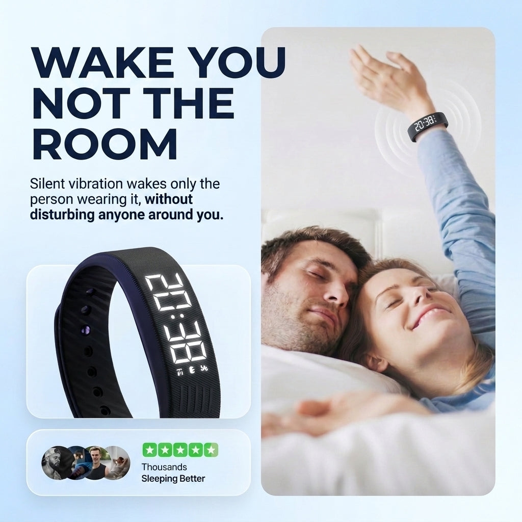 Silent Vibrating Alarm Watch with LED Display, Pedometer and Waterproof Build | Silent Wake-Ups That Do Not Disturb | Alarm Watches