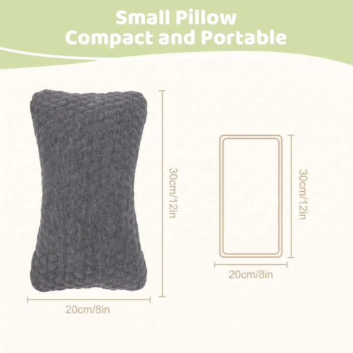 Two-Piece Mini Travel Pillow Set in Textured Knit Cotton | Small Pillows That Save Space | Travel Pillows