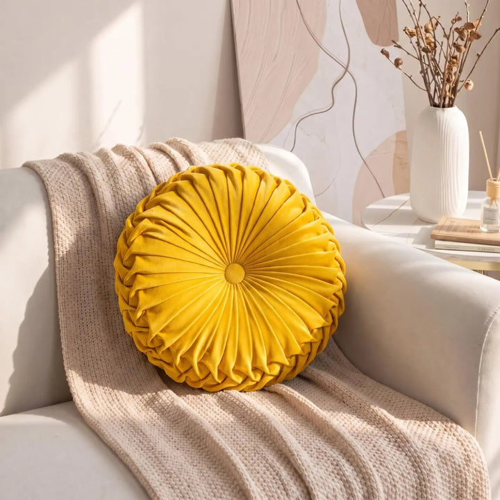 Pleated Pumpkin Throw Pillow with 3D Velvet Cushion Design | 3D Velvet Pleated Pumpkin Pillow | Decorative Pillows