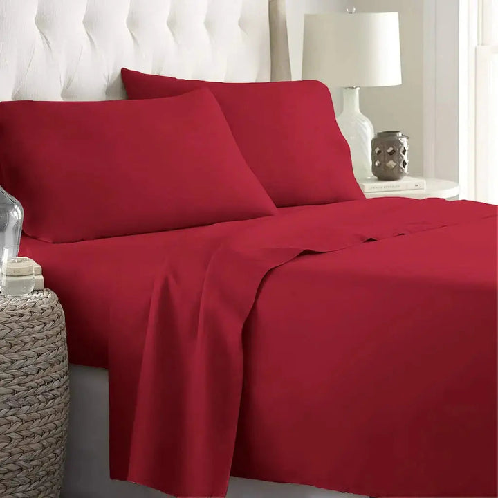 Queen 4-Piece Cooling Polyester Sheet Set, Hotel Style Bedding | Cool, Smooth Hotel-Style Sheets | Bed Sheet Sets