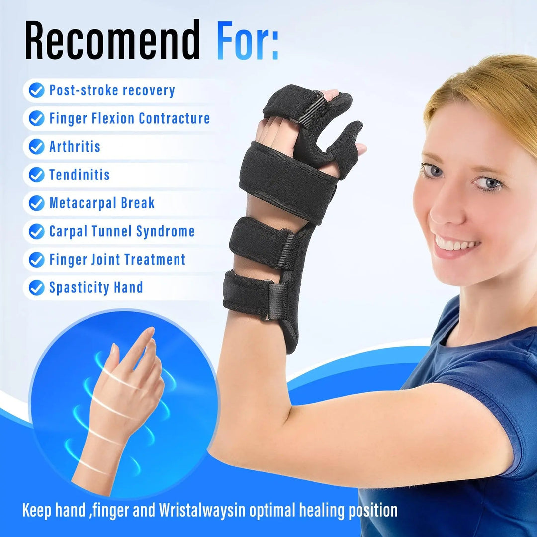 Adjustable Hand Support Brace with Finger Splints for Night and Day | Steady Hand Support for Rest | Support Braces