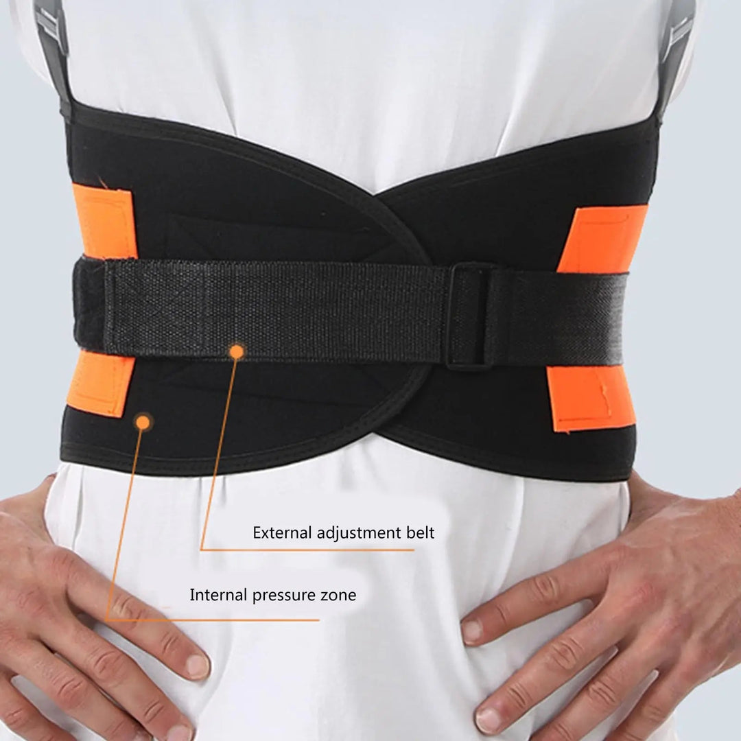 Heavy Duty Work Back Brace with Reinforced Lumbar Panels and Wide Velcro Straps | Sturdy Lumbar Support at Work | Back Supports