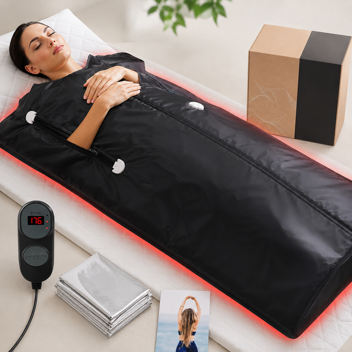 Foldable Infrared Sauna Blanket with 6 Heat Levels and Arm Zippers | Home Sauna Warmth, Arms Free | Sauna Blankets