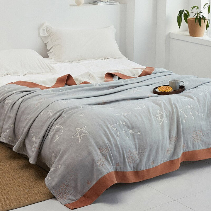 Soft Japanese-Style Cotton Throw Blanket for Beds and Sofas | Anti-Pilling Cotton Comfort All Year | Throw Blankets