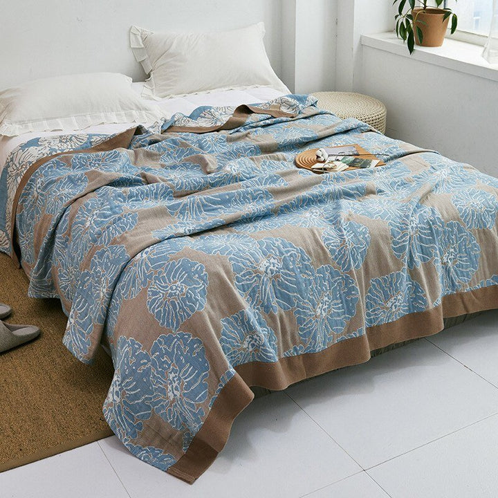 Soft Japanese-Style Cotton Throw Blanket for Beds and Sofas | Anti-Pilling Cotton Comfort All Year | Throw Blankets