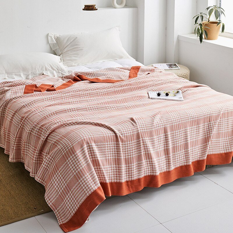 Soft Japanese-Style Cotton Throw Blanket for Beds and Sofas | Anti-Pilling Cotton Comfort All Year | Throw Blankets