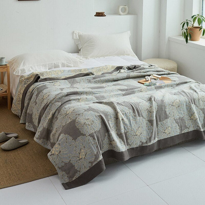 Soft Japanese-Style Cotton Throw Blanket for Beds and Sofas | Anti-Pilling Cotton Comfort All Year | Throw Blankets