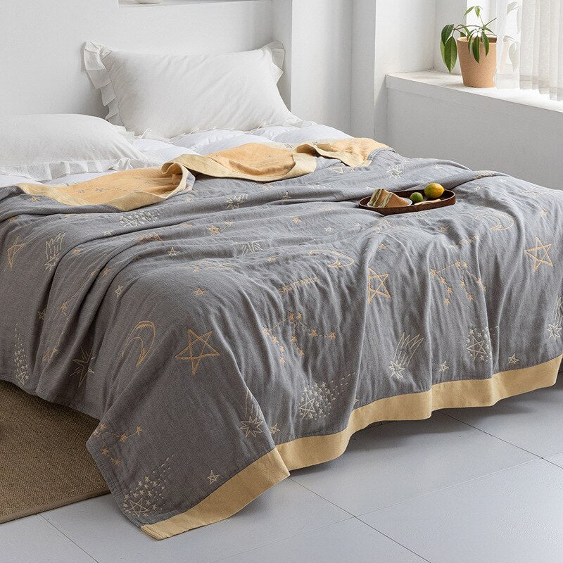 Soft Japanese-Style Cotton Throw Blanket for Beds and Sofas | Anti-Pilling Cotton Comfort All Year | Throw Blankets
