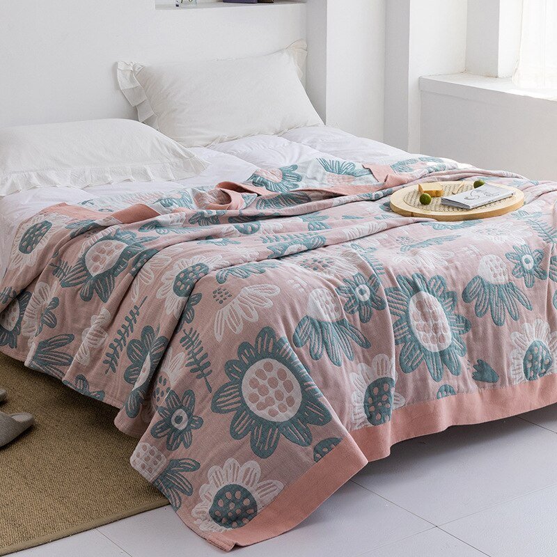 Soft Japanese-Style Cotton Throw Blanket for Beds and Sofas | Anti-Pilling Cotton Comfort All Year | Throw Blankets