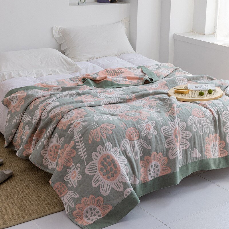 Soft Japanese-Style Cotton Throw Blanket for Beds and Sofas | Anti-Pilling Cotton Comfort All Year | Throw Blankets