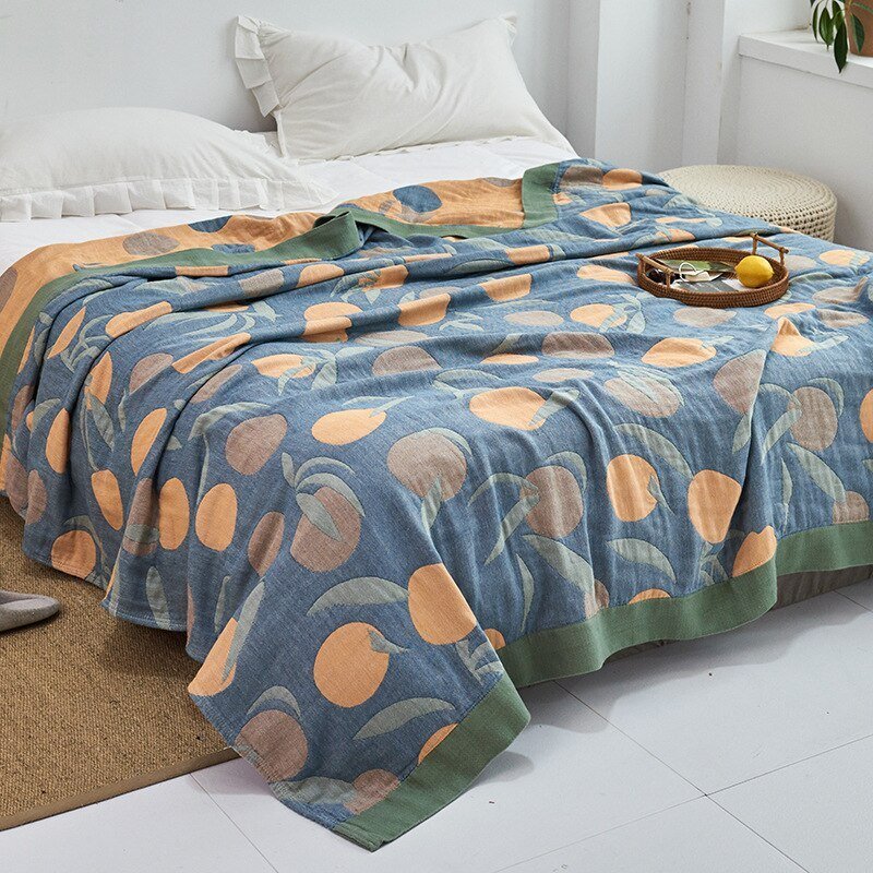 Soft Japanese-Style Cotton Throw Blanket for Beds and Sofas | Anti-Pilling Cotton Comfort All Year | Throw Blankets