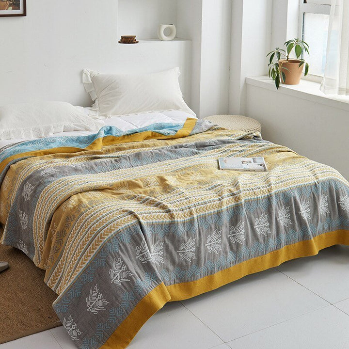 Soft Japanese-Style Cotton Throw Blanket for Beds and Sofas | Anti-Pilling Cotton Comfort All Year | Throw Blankets